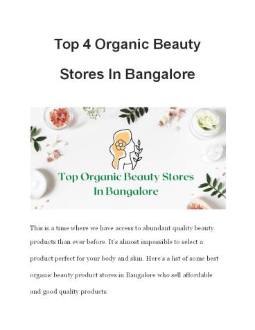 Top 4 Organic Beauty Stores in Bangalore