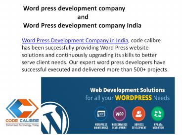 Word press website development company India  And  Word Press development services