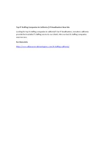 Top IT Staffing Companies In California | IT Headhunters Near Me