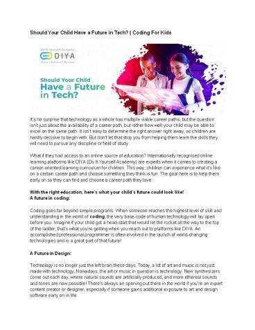 Should Your Child Have a Future in Tech? | Coding For Kids