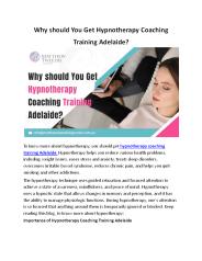 Why should You Get Hypnotherapy Coaching Training Adelaide?