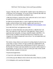 Full Stack Developer : Roles and Responsibilities