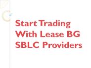 Start Trading With Lease BG SBLC Providers