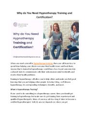 Why do You Need Hypnotherapy Training and Certification?