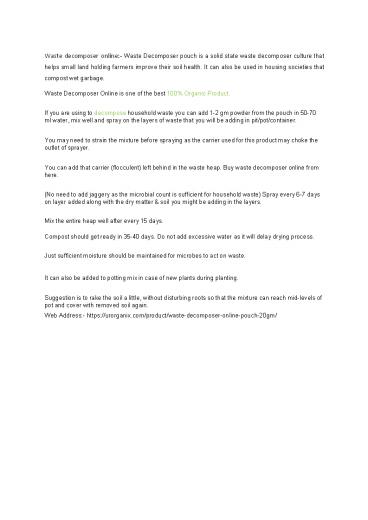 Waste decomposer online