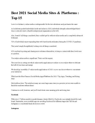 Best 2021 Social Media Sites & Platforms : Top 15