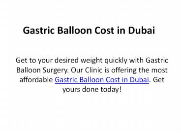 Gastric Balloon Cost in Dubai