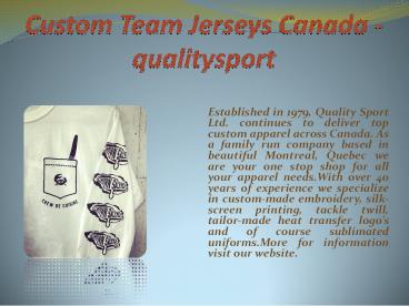 Custom Team Jerseys Canada - qualitysport