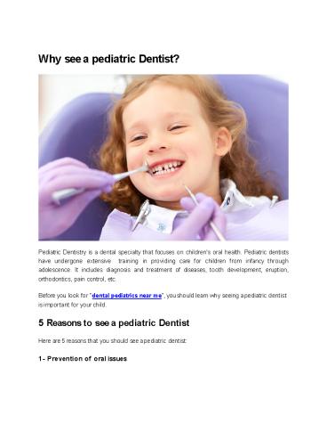 Why see a pediatric Dentist?
