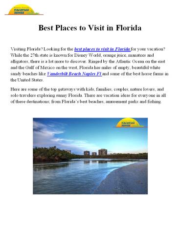 Best Places to Visit in Florida