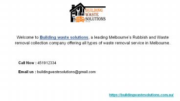 Building waste solutions | Rubbish Removal Service in Melbourne