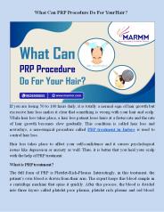 What Can PRP Procedure Do For Your Hair?