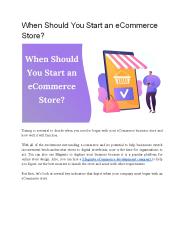 When Should You Start an eCommerce Store?