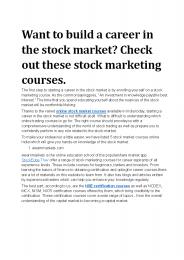 Want to build career in Stock Market?