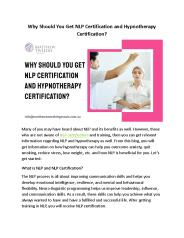 Why Should You Get NLP Certification and Hypnotherapy Certification?