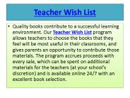 Bookworm Central Teacher Wish List