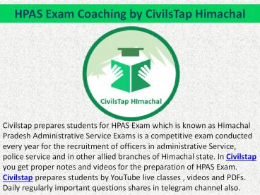 HPAS Exam Coaching by CivilsTap Himachal
