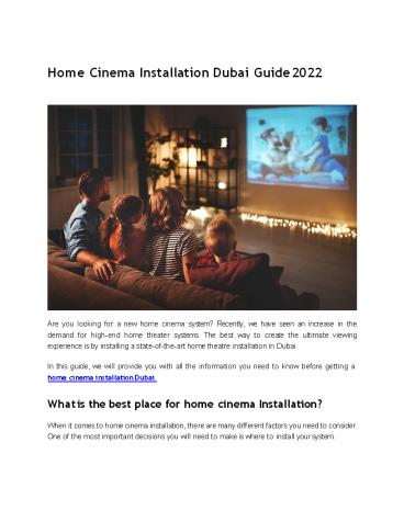 Home Cinema Installation Dubai Guide 2022