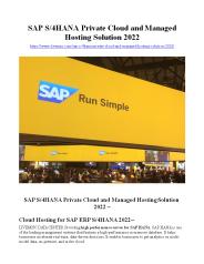 SAP S/4HANA Private Cloud and Managed Hosting Solution 2022