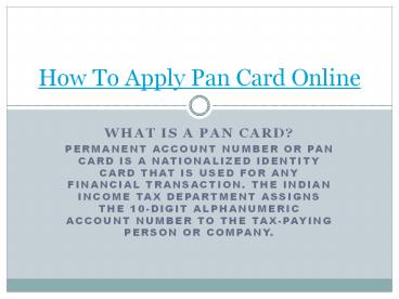 How to apply pan card online