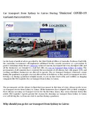 Car Transport Sydney to Cairns