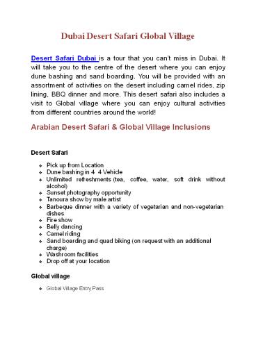 Dubai Desert Safari Global Village (1)