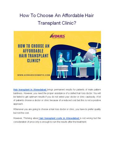 How To Choose An Affordable Hair Transplant Clinic?