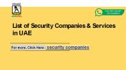 List of Security Companies & Services in UAE
