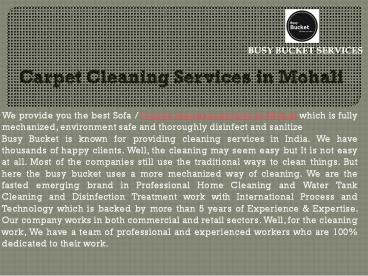 Carpet Cleaning Services in Mohali
