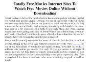 Totally Free Movies Internet Sites To Watch Free