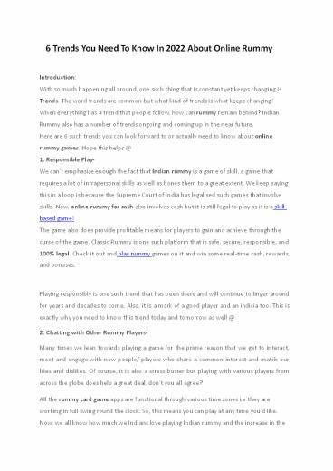 6 Online Rummy You Need to Know in 2022