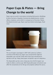 Paper Cups & Plates — Bring Change to the World