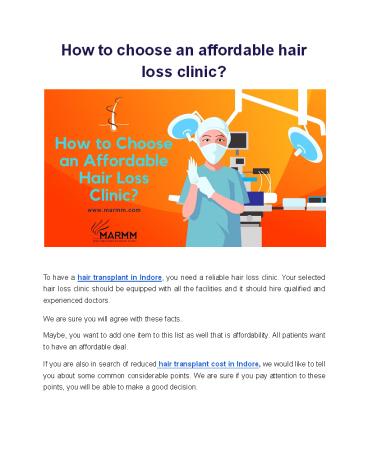 ​How to choose an affordable hair loss clinic?