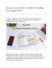 Reasons you need to consider a trading bootcamp course