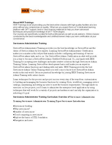 Servicenow Administrator Training