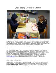 Easy Reading Activities for Children PowerPoint PPT Presentation