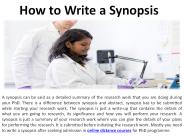 Write a Ph.D. Research Synopsis
