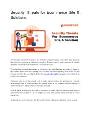 Security Threats for Ecommerce Site & Solutions