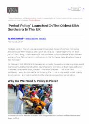 ‘Period Policy’ Launched In The Oldest Sikh Gurdwara In The UK- Professor Peter Virdee