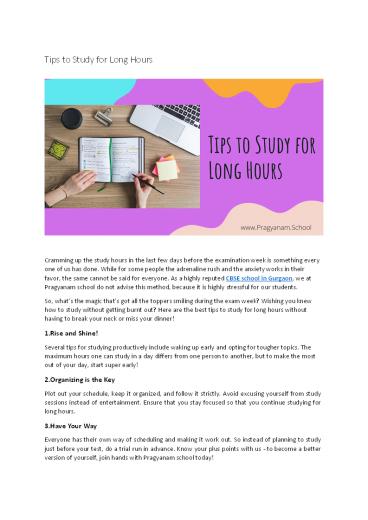 Tips to Study for Long Hours