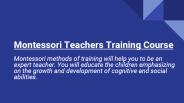 Montessori Teacher Training Course