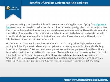Benefits of Assignment Help Service in Singapore