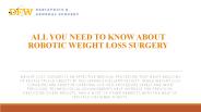 Benefits Of Robotic Weight Loss Surgery