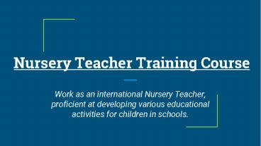 Nursery Teachers Training Courses