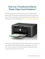 How Can I Troubleshoot Epson Printer Paper Feed Problems?