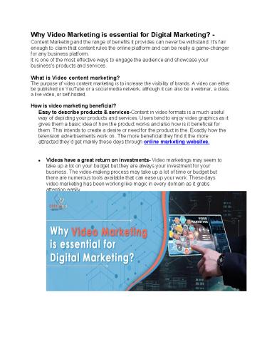 Why Video Marketing is essential for Digital Marketing? -