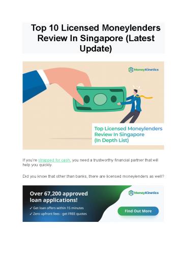 Top 10 Licensed Moneylenders Review in Singapore
