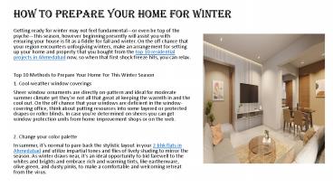 How to Prepare Your Home for Winter