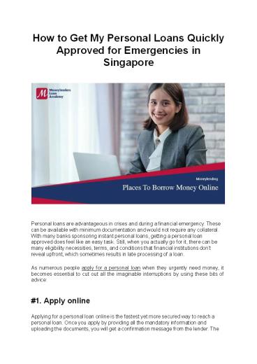 Emergency cash loans in Singapore