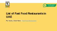 List of Fast Food Restaurants in UAE